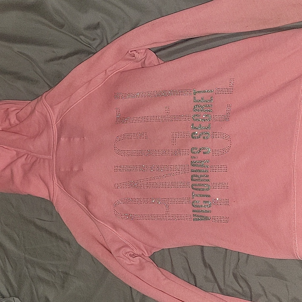 Pink zip-up Victoria Secret jacket with hood
